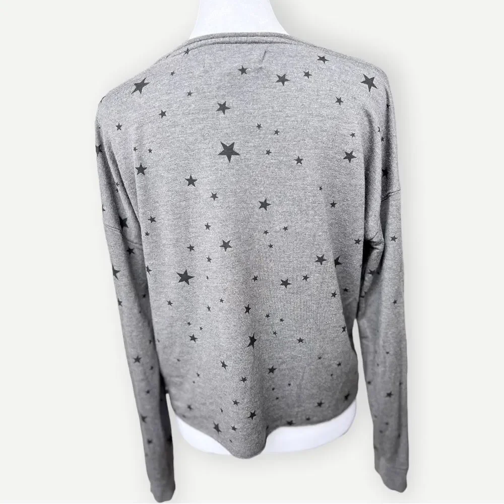 Thread & Supply Aliza Dark Gray Star Print Relaxed Fit Pullover Sweatshirt. XS.